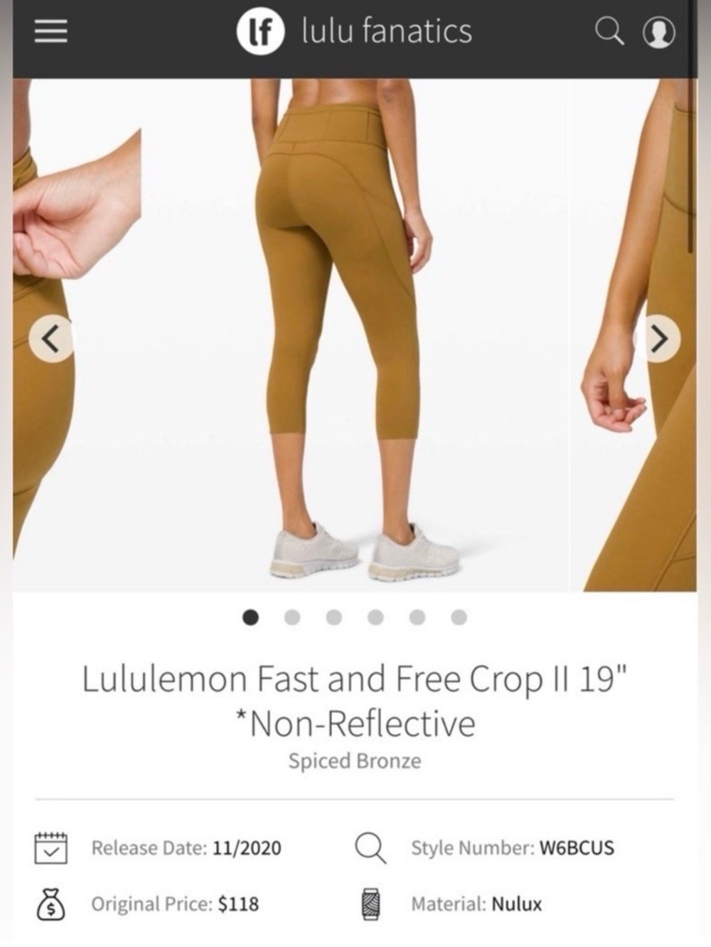 Lululemon Fast & Free Cropped Leggings